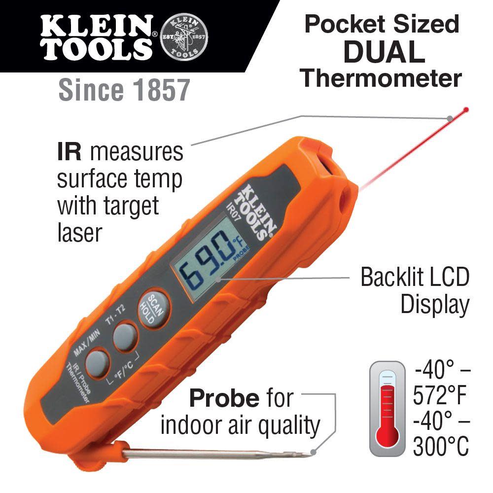Klein Tools Dual IR/Probe Digital Thermometer - Ascmtools