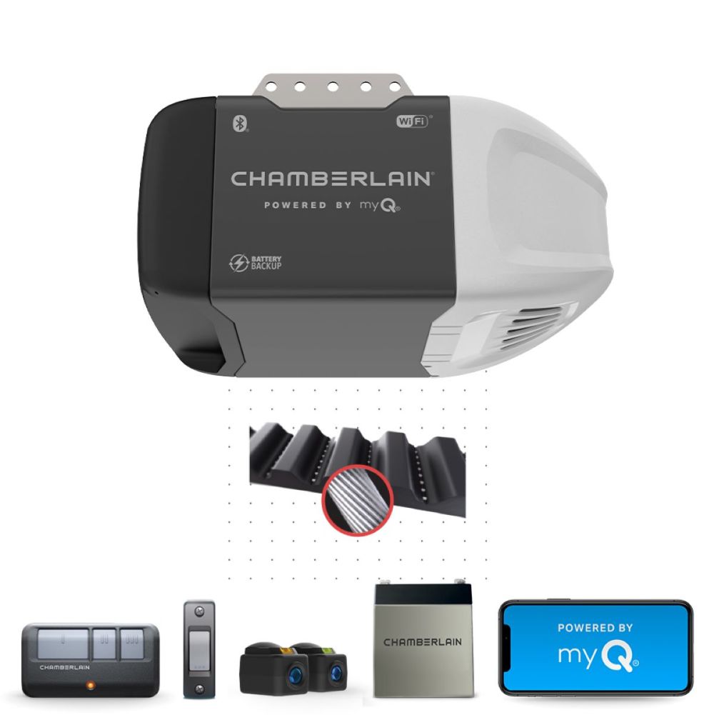 Chamberlain Garage Door Opener 1/2 HP Wi-Fi Quiet Belt Drive with Battery Backup - Ascmtools