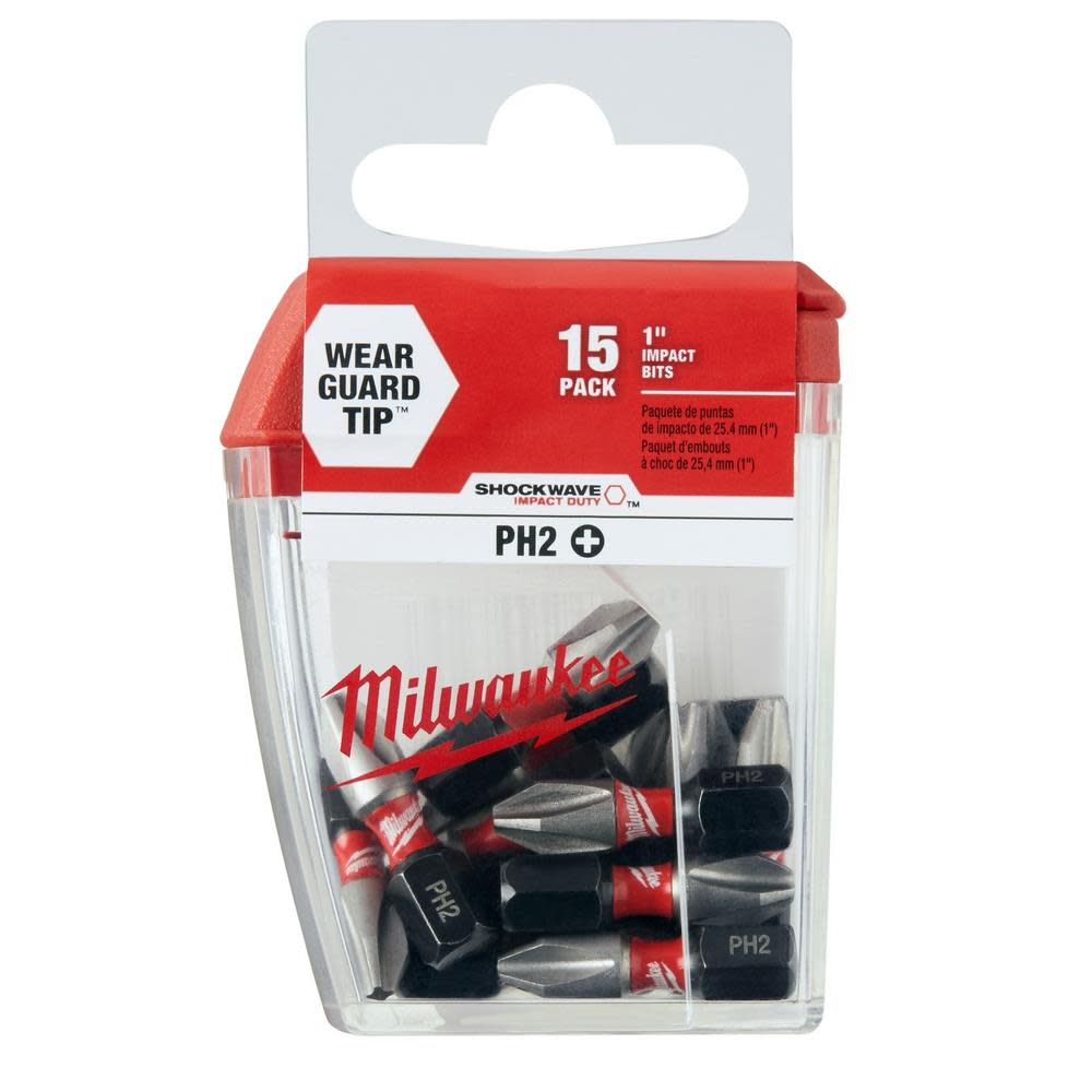 Milwaukee SHOCKWAVE Phillips #2 Insert Bit (15-Piece Contractor Pack) - Ascmtools