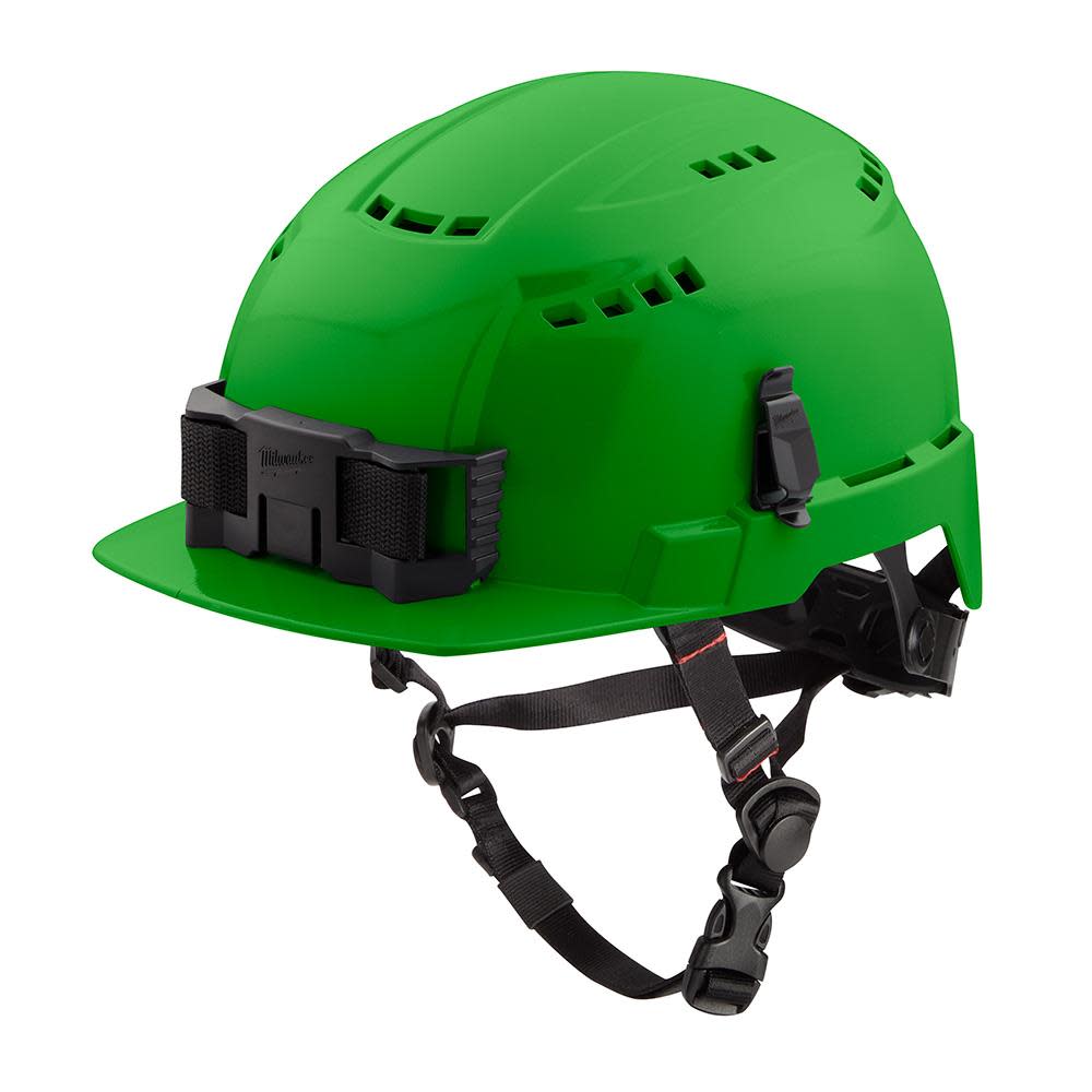 Milwaukee Green Front Brim Vented Helmet with BOLT Class C - Ascmtools