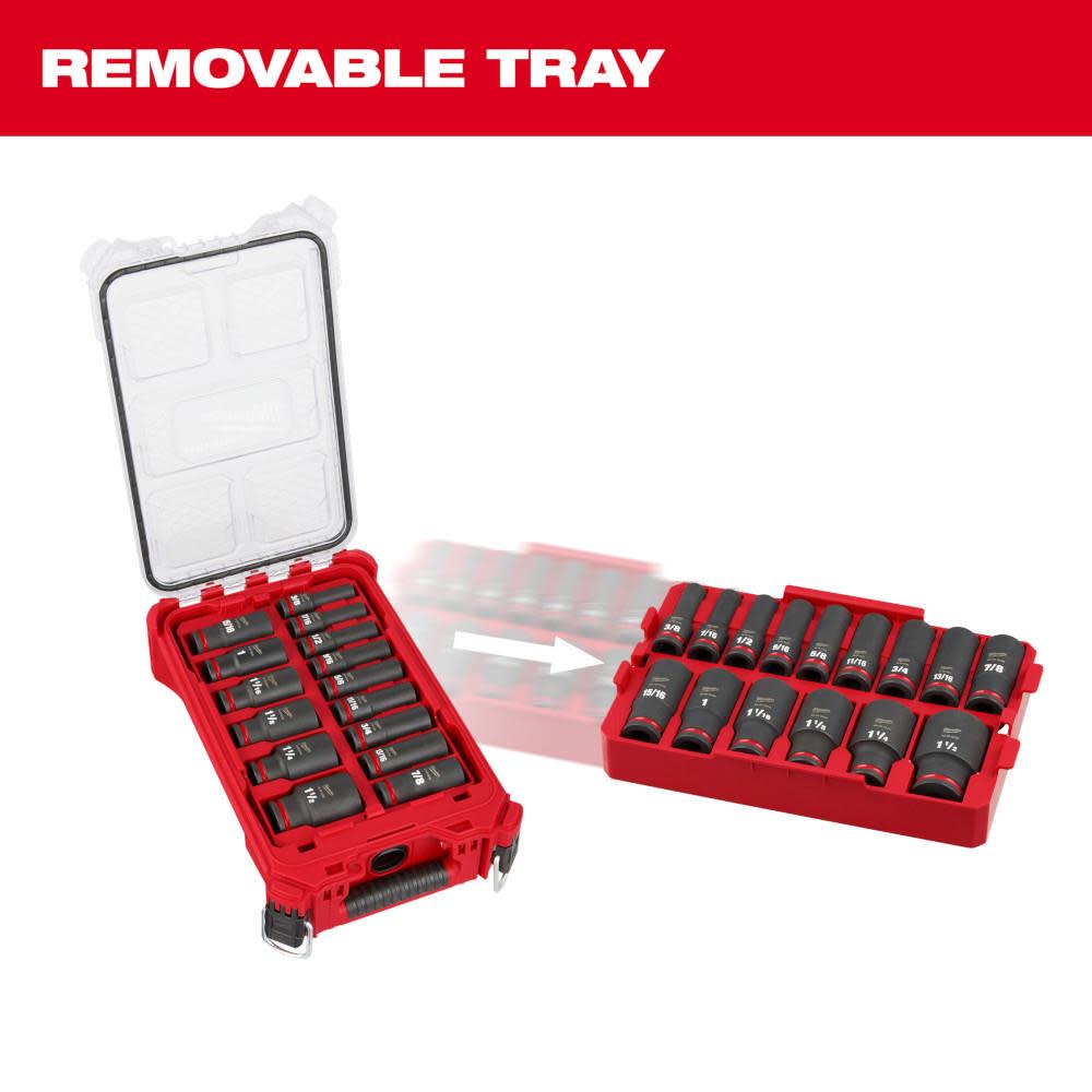 Milwaukee SHOCKWAVE Impact Duty Socket 1/2 Dr 15pc SAE PACKOUT Set - Ascmtools