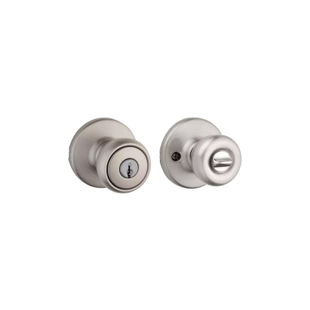 Kwikset Satin Nickel Security Keyed Entry Exterior Tylo Lockset Knob - Ascmtools