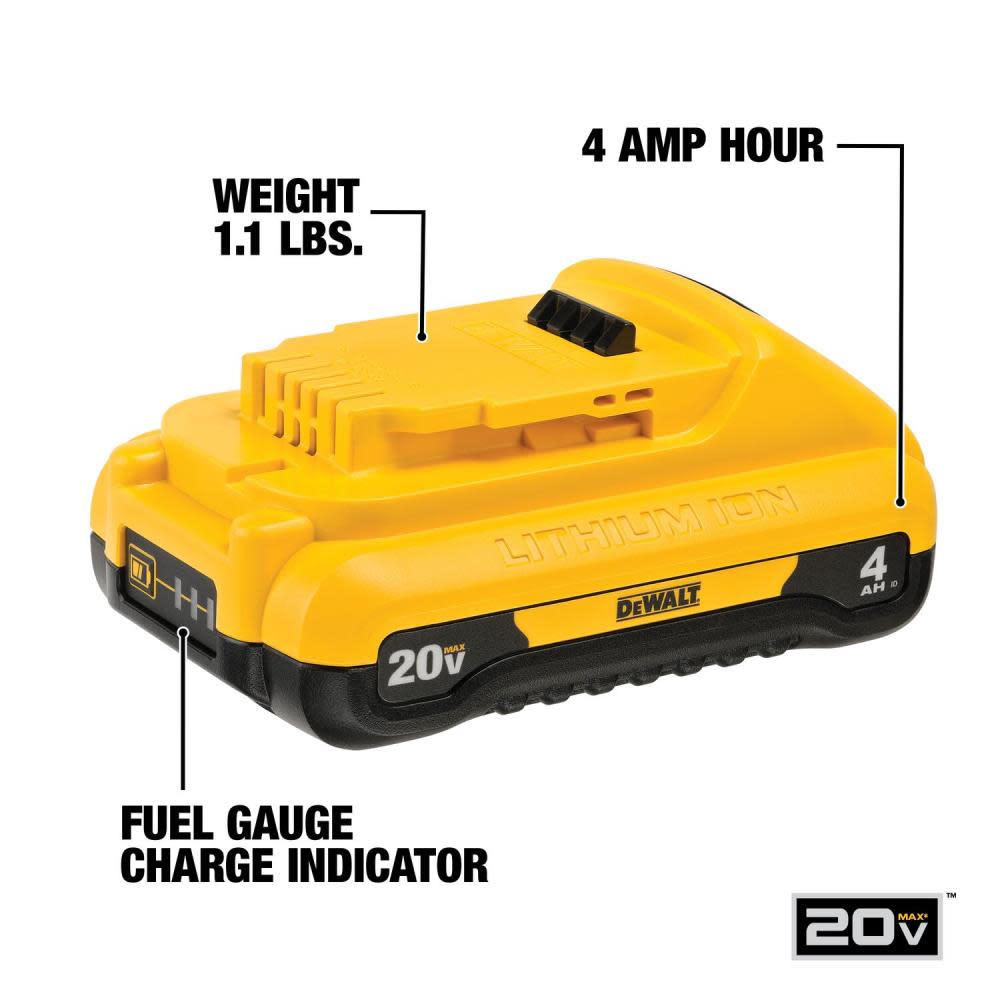 DEWALT 20V MAX 4Ah Compact Lithium Ion Battery 2-Pack - Ascmtools