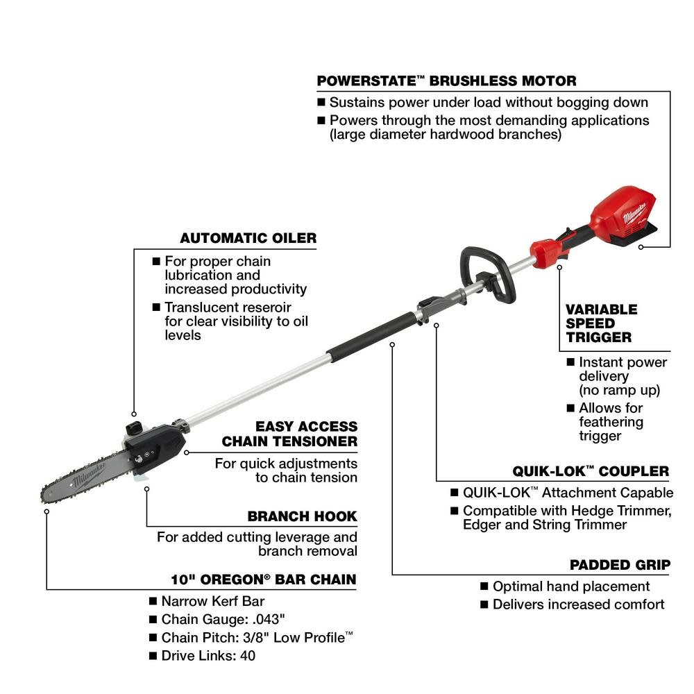 Milwaukee M18 FUEL 10″ Pole Saw with QUIK LOK Reconditioned Bare Tool - Ascmtools