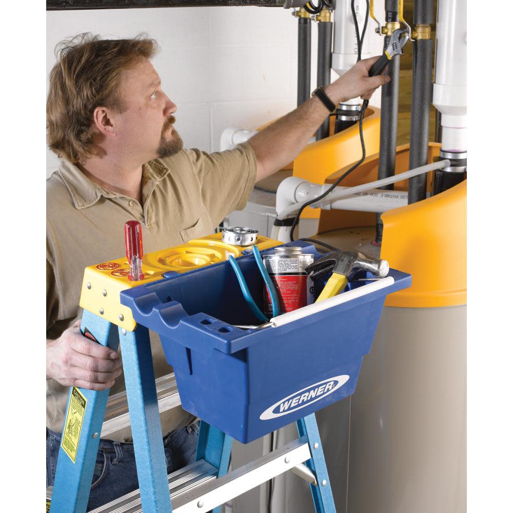 Werner Job Bucket for Select Stepladders Increases Storage Space On Top Of Stepladder. - Ascmtools