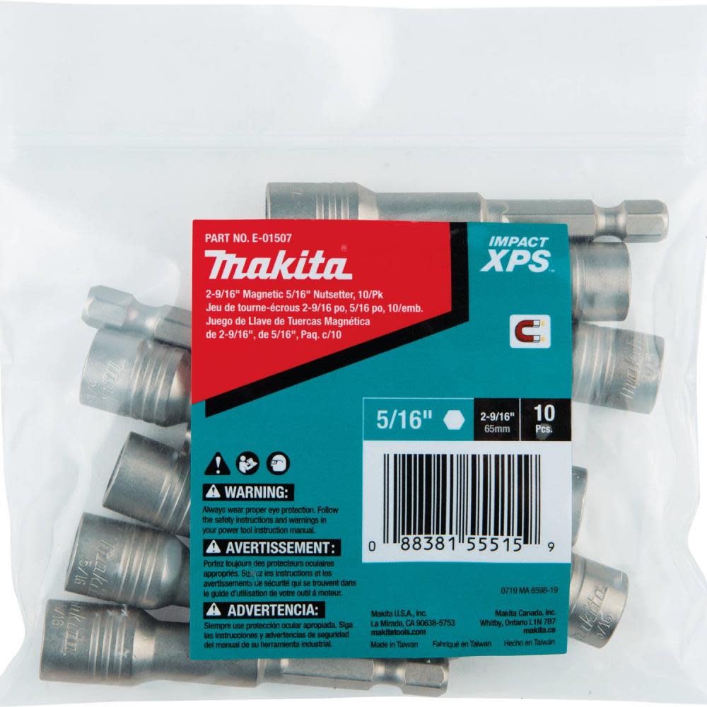 Makita Impact XPS 2-9/16″ Magnetic 5/16″ Nutsetter 10/pk Bulk - Ascmtools