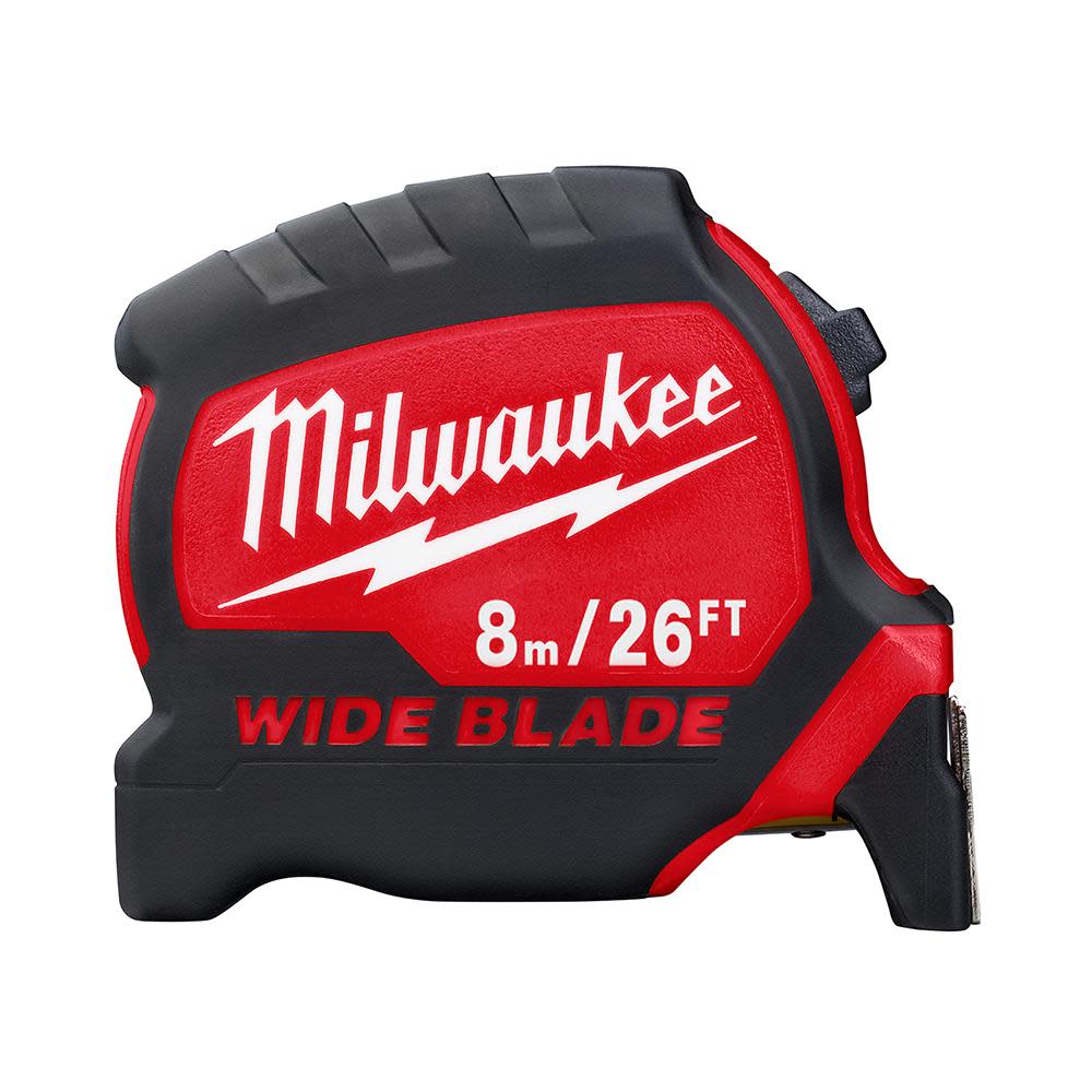 Milwaukee 8M/26Ft Wide Blade Tape Measure - Ascmtools