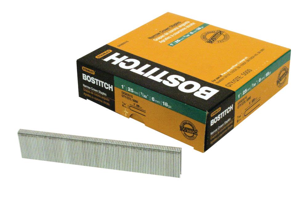 Bostitch 1 In. 18 Gauge 7/32 In. Narrow Crown Finish Staple - Ascmtools