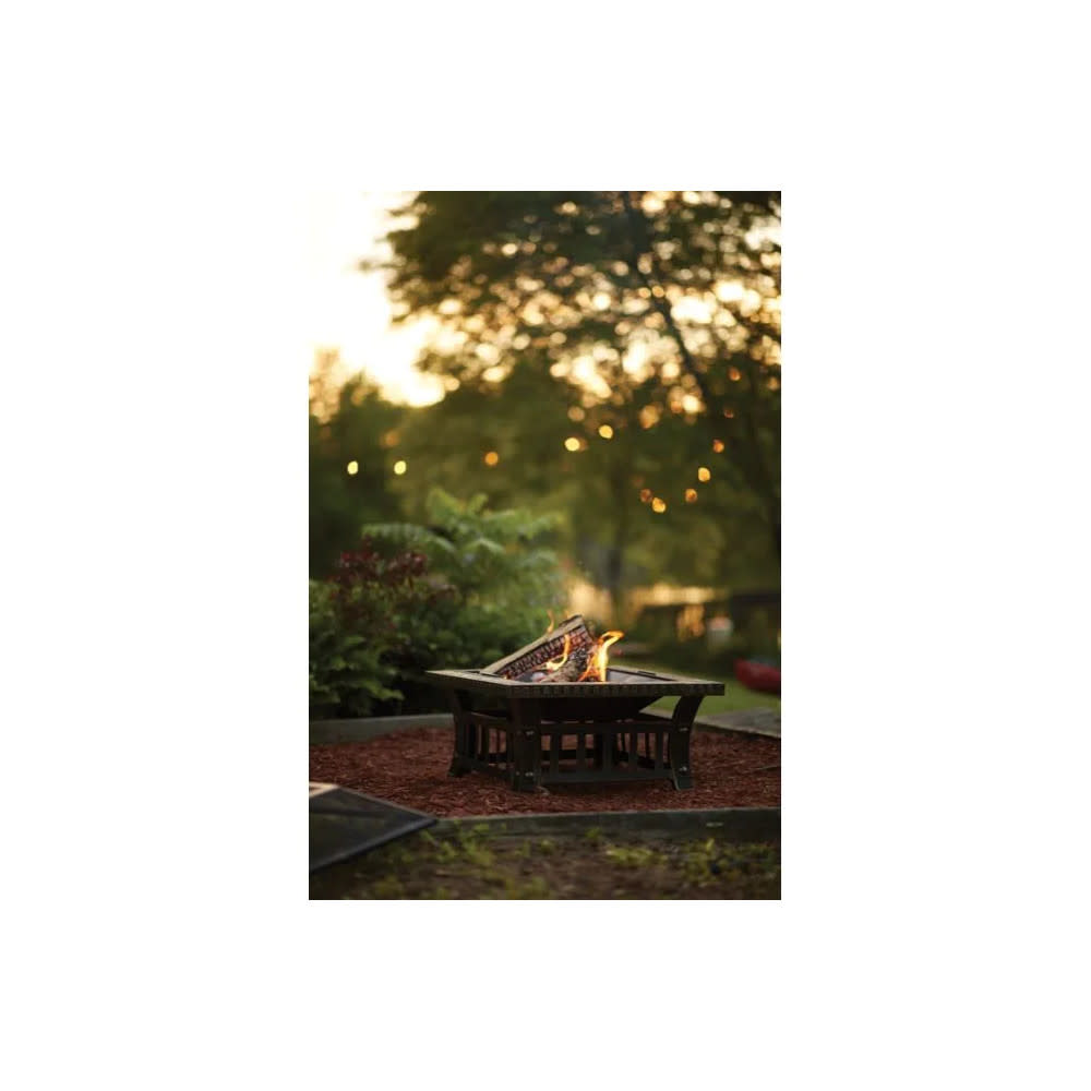 Living Accents Wood Fire Pit 30″ Steel American Flag Square - Ascmtools