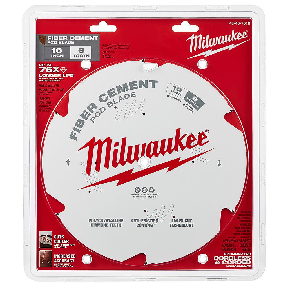Milwaukee 10 in. PCD/Fiber Cement Circular Saw Blade - Ascmtools