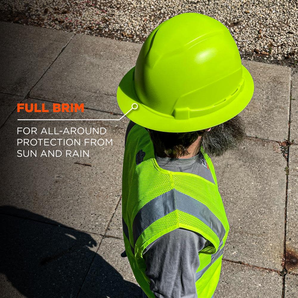 Ergodyne Skullerz 8969 Lime Lightweight Full Brim Hard Hat Class E - Ascmtools