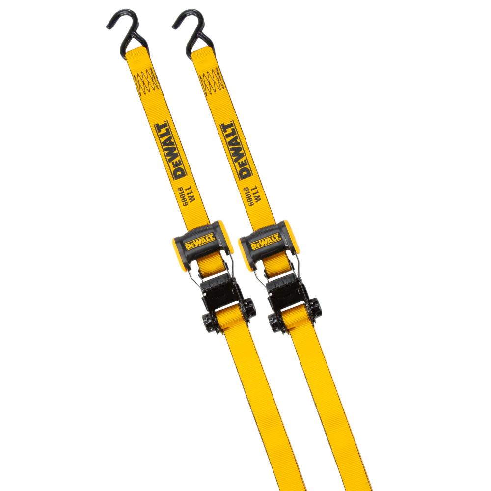 DEWALT 1.25″ x 12′ Ratchet Tie Down Straps 1800 LB Break Strength 2pk - Ascmtools