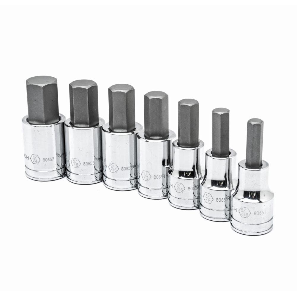 GEARWRENCH 7 Pc 1/2″ Drive Hex Bit SAE Socket Set - Ascmtools