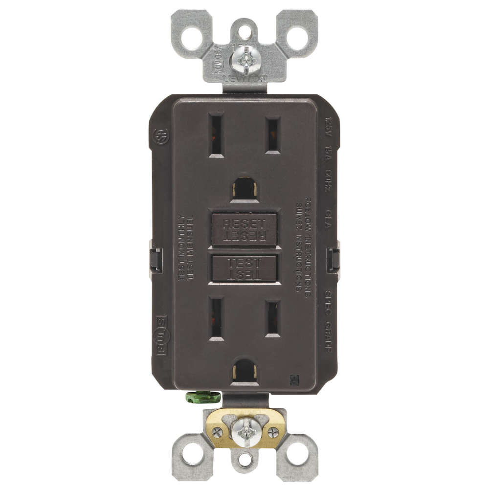 Leviton SmartlockPro GFCI Outlet 15A 125V Duplex Brown NEMA 5-15R - Ascmtools