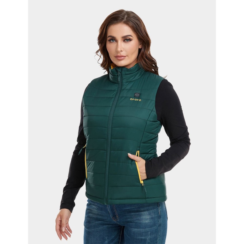 ORORO Womens Green & Gold Classic Heated Vest Kit Large - Ascmtools