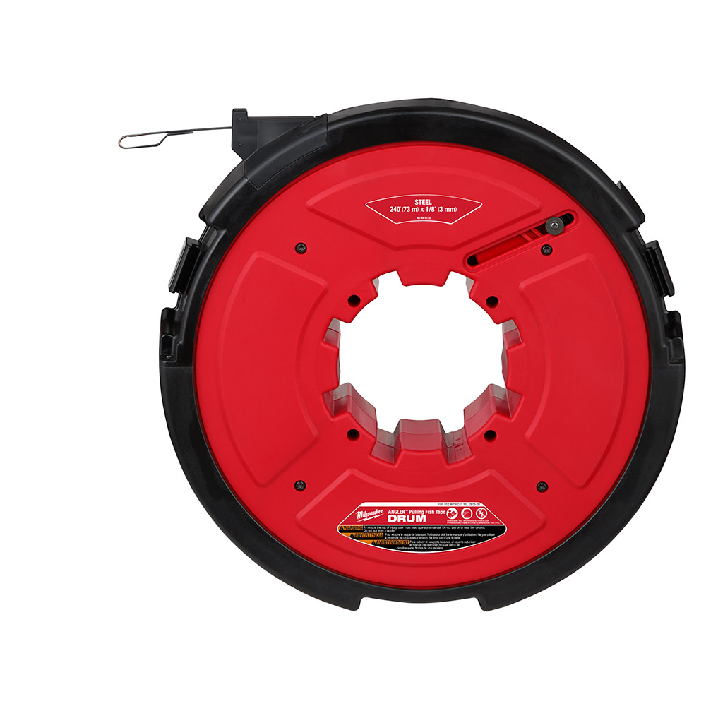 Milwaukee M18 FUEL Angler 240′ x 1/8″ Steel Pulling Fish Tape Drum - Ascmtools