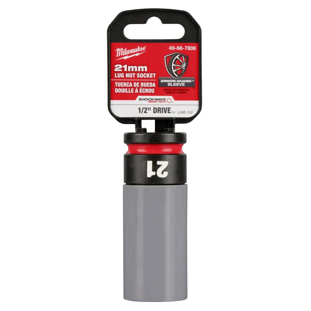 Milwaukee SHOCKWAVE Impact Duty Socket 1/2 Drive 21MM Metric Lug Nut Wheel - Ascmtools