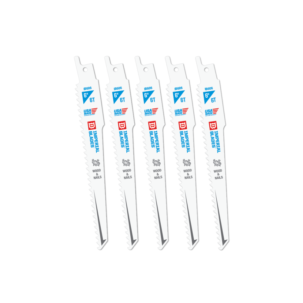 Imperial Blades Standard 6″ 6 TPI Wood & Nails Reciprocating Blade 5PC - Ascmtools