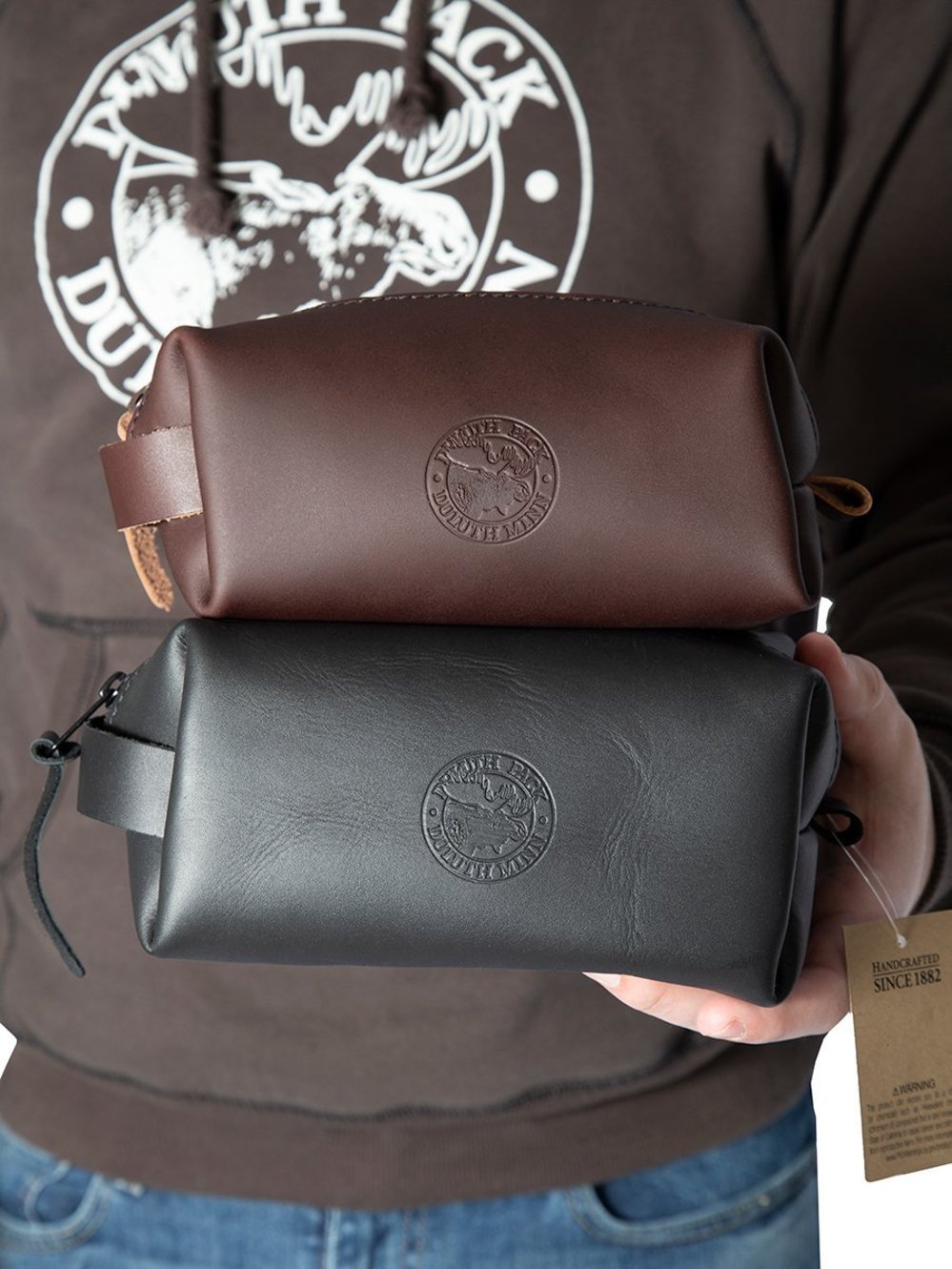 Duluth Pack 1 Liter Capacity Black Small Leather Travel Kit Bag - Ascmtools