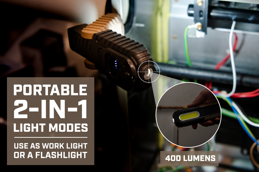 Spec Ops 2″ 1 Rechargeable LED Work Light Flashlight - Ascmtools