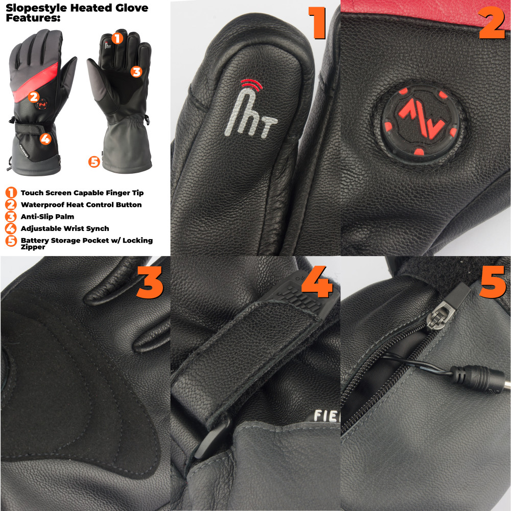 Mobile Warming Slope Style Heated Gloves Unisex 7.4 Volt Gray 3X - Ascmtools