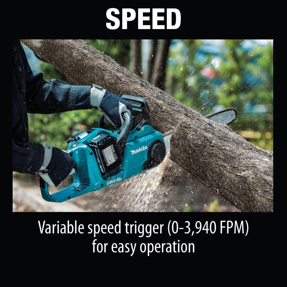 Makita 18V X2 (36V) LXT Chain Saw Kit 14″ Cordless Brushless with 4 5.0Ah Batteries - Ascmtools