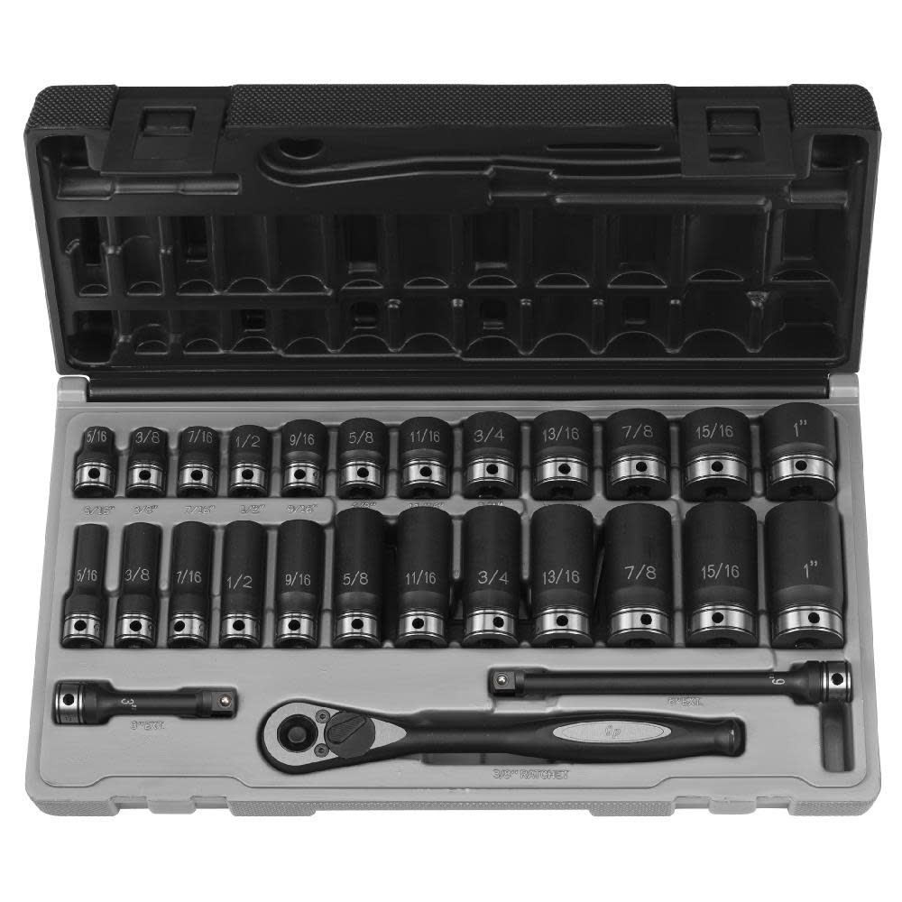 Grey Pneumatic 3/8 In. Dr. 27 pc. Deep Length Set - Ascmtools