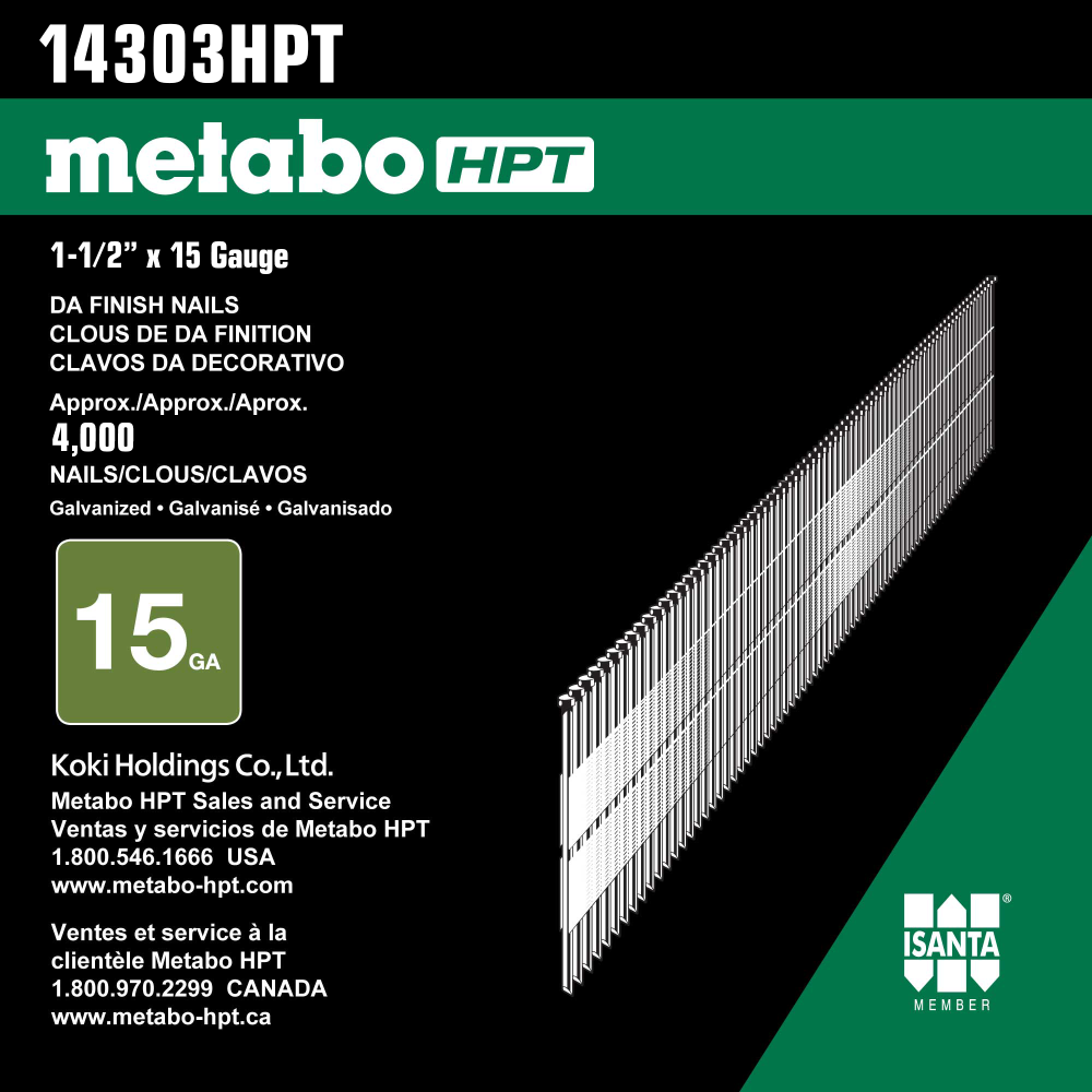 Metabo HPT 1 1/2″ 15 Gauge Bright Angled Finish Nails - Ascmtools