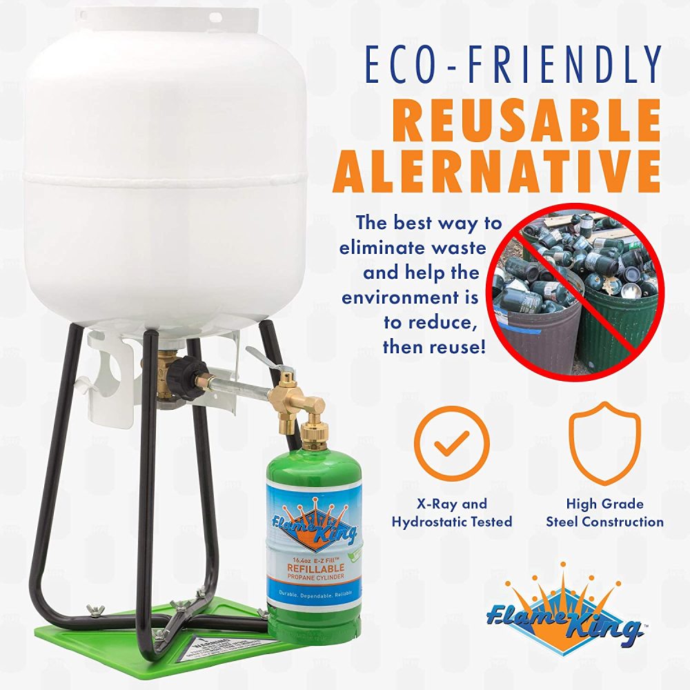 Flame King Refillable Propane 1 lb Cylinder with Refill Kit - Ascmtools