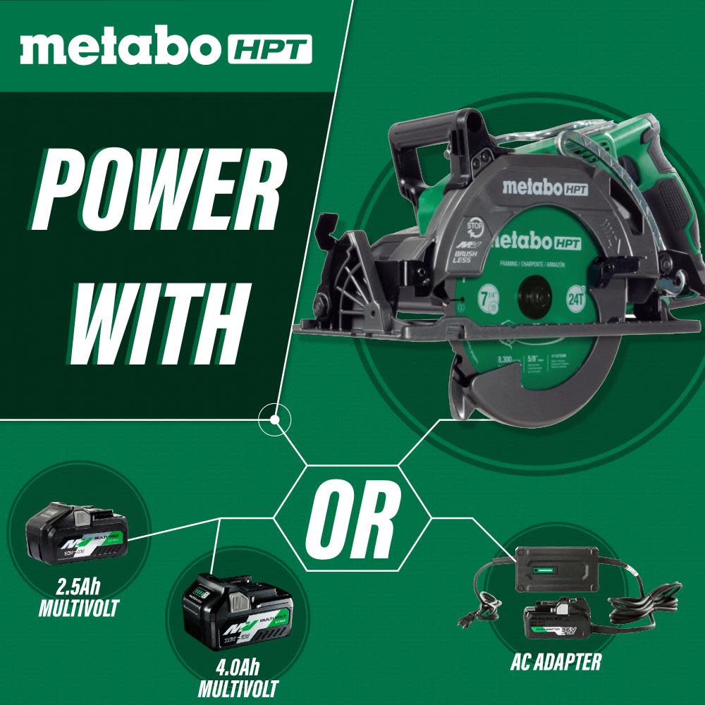 Metabo HPT 7 1/4″ Circular Saw Rear Handle Bare Tool - Ascmtools