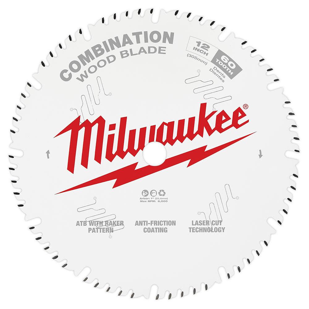 Milwaukee 12 in. 60T Combination Circular Saw Blade - Ascmtools