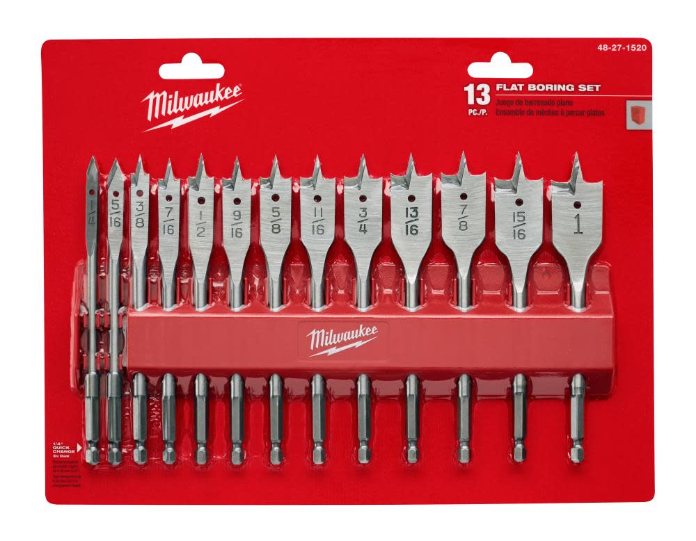 Milwaukee 13 PC Flat Boring Bit Set - Ascmtools