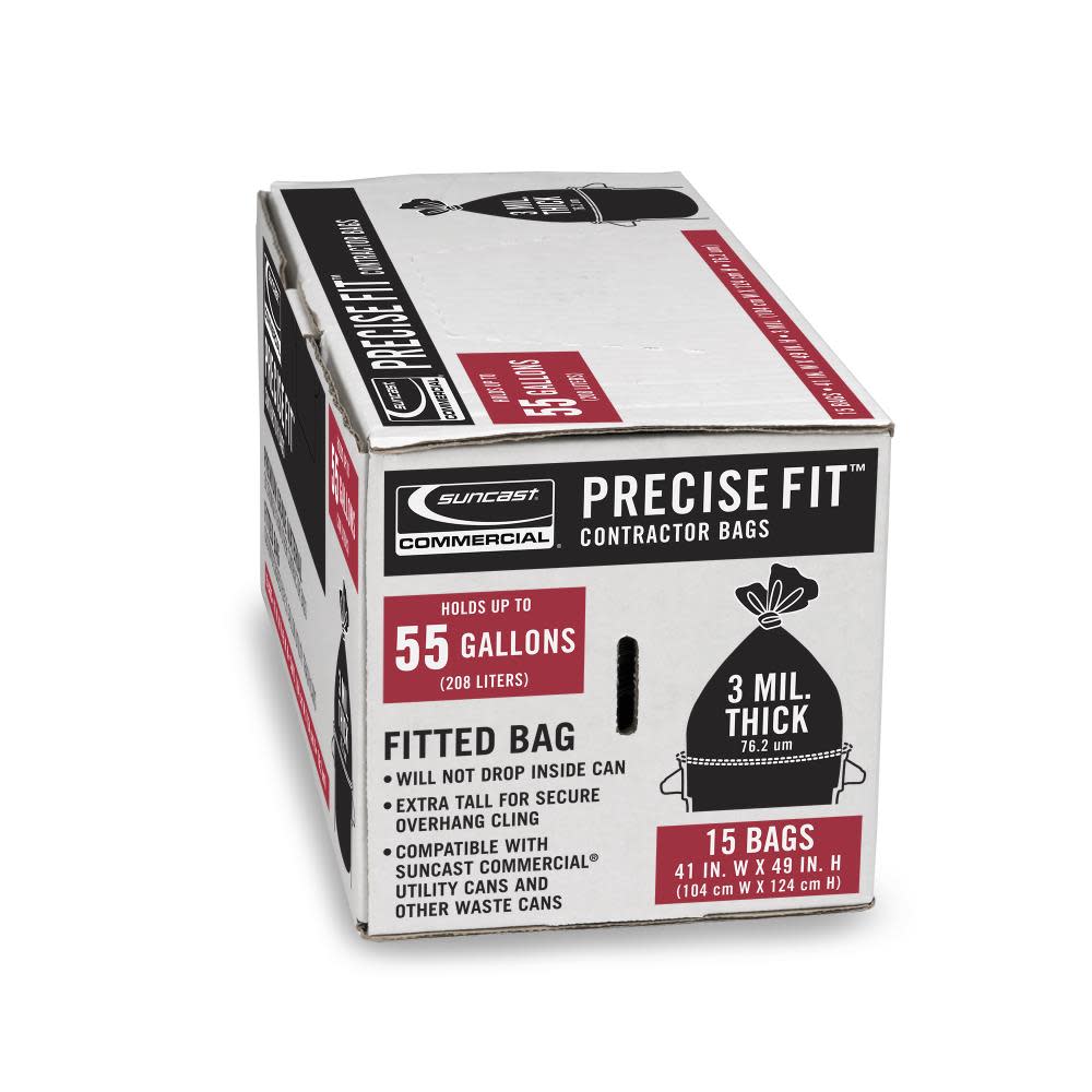 Suncast Precise Fit Contractor Bags 55 gal 3 mil - Ascmtools
