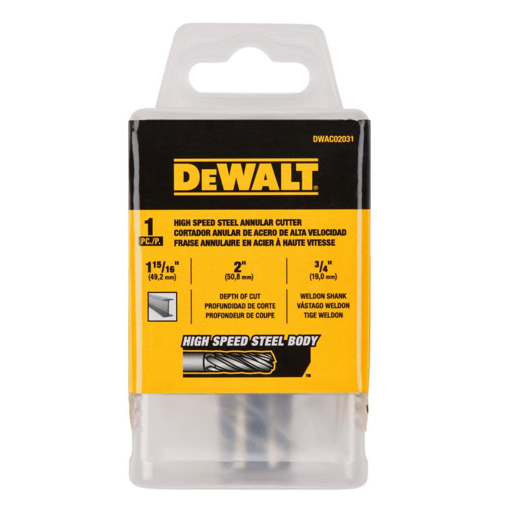 DEWALT Annular Cutter 1 15/16″X 2I HSS 3/4″ Weldon - Ascmtools