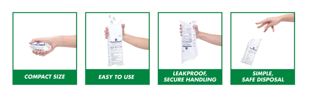 Travel John Non-Toxic Odorless Unisex Deluxe Disposable Urinal Bag – 18/Pack - Ascmtools