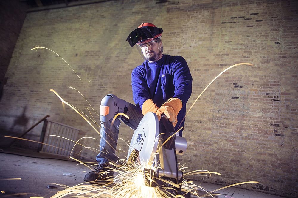 Sellstrom Multi-Purpose Single Crown Face Shield with Universal Slot Adapter Clear Polycarbonate Window Anti-Fog Coating Shade 5 UV/IR Flip Front Visor Black Crown - Ascmtools