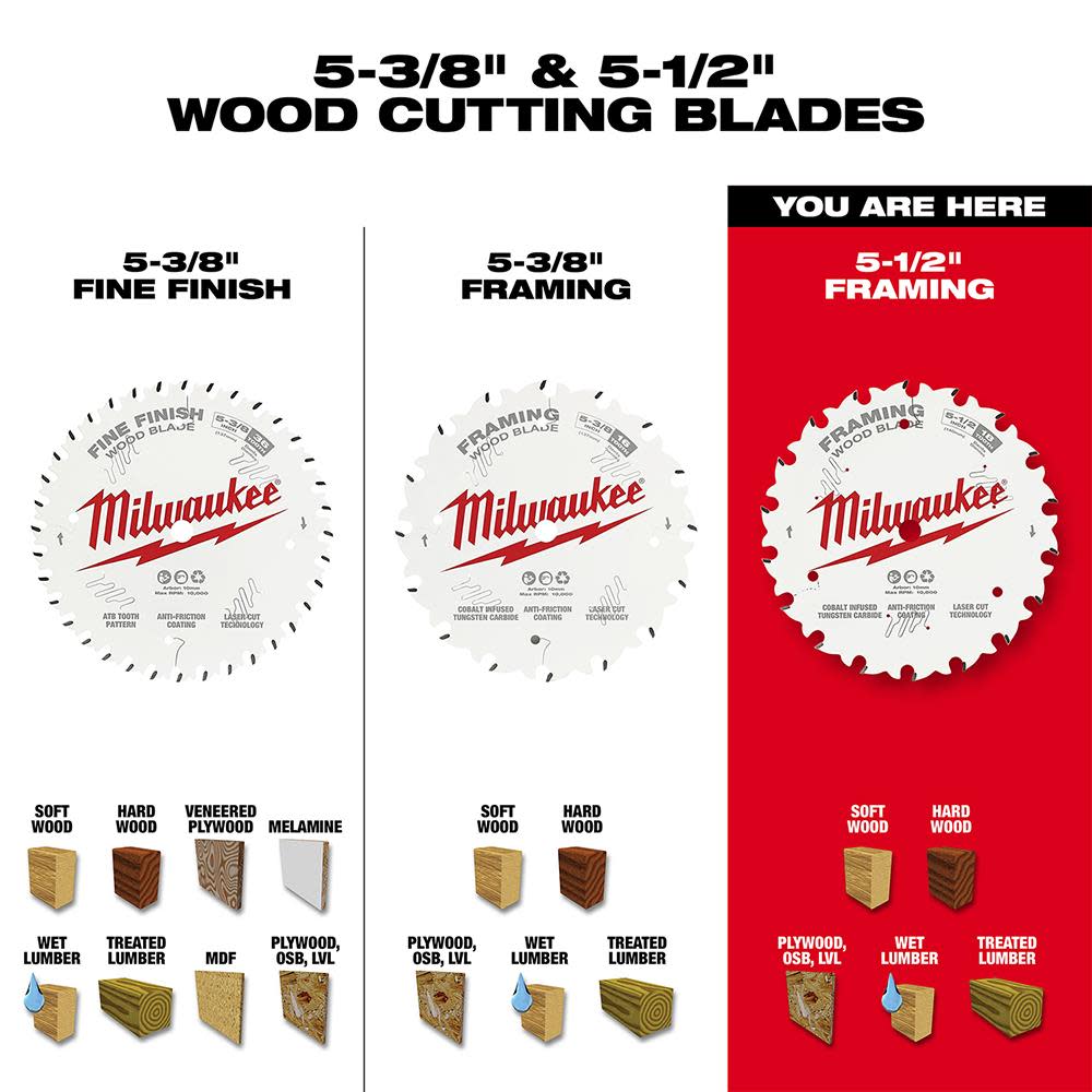 Milwaukee 5-1/2 in. 18T Framing Circular Saw Blade - Ascmtools
