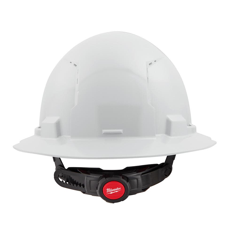 Milwaukee White Full Brim Vented Hard Hat with 6pt Ratcheting Suspension Type 1 Class C - Ascmtools