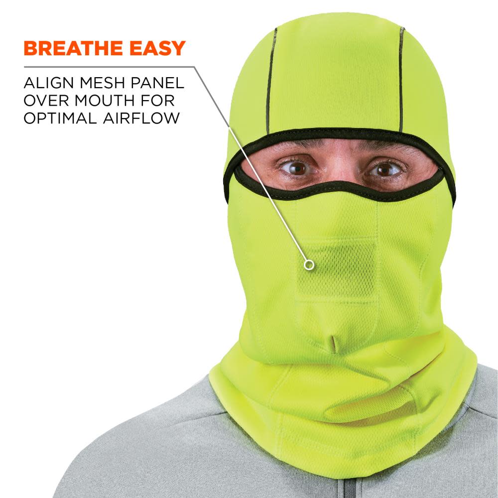 Ergodyne N Ferno 6823 Balaclava Face Mask Windproof Hinged Lime - Ascmtools