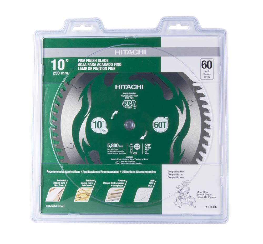 Hitachi 10 In. 60T Fine Finish VPR Blade - Ascmtools