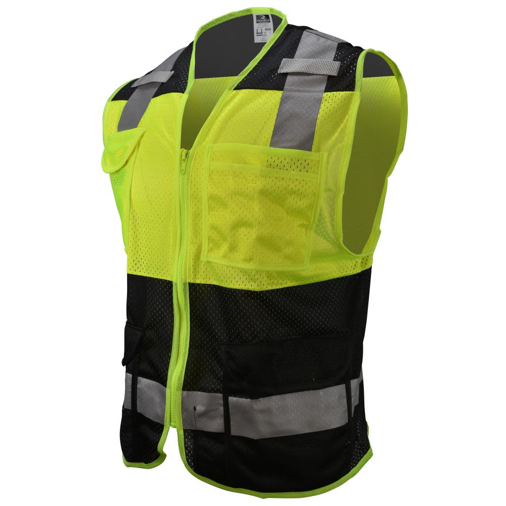 Radians Safety Vest Custom Color Blocking Type O Class 1 Black 5X - Ascmtools