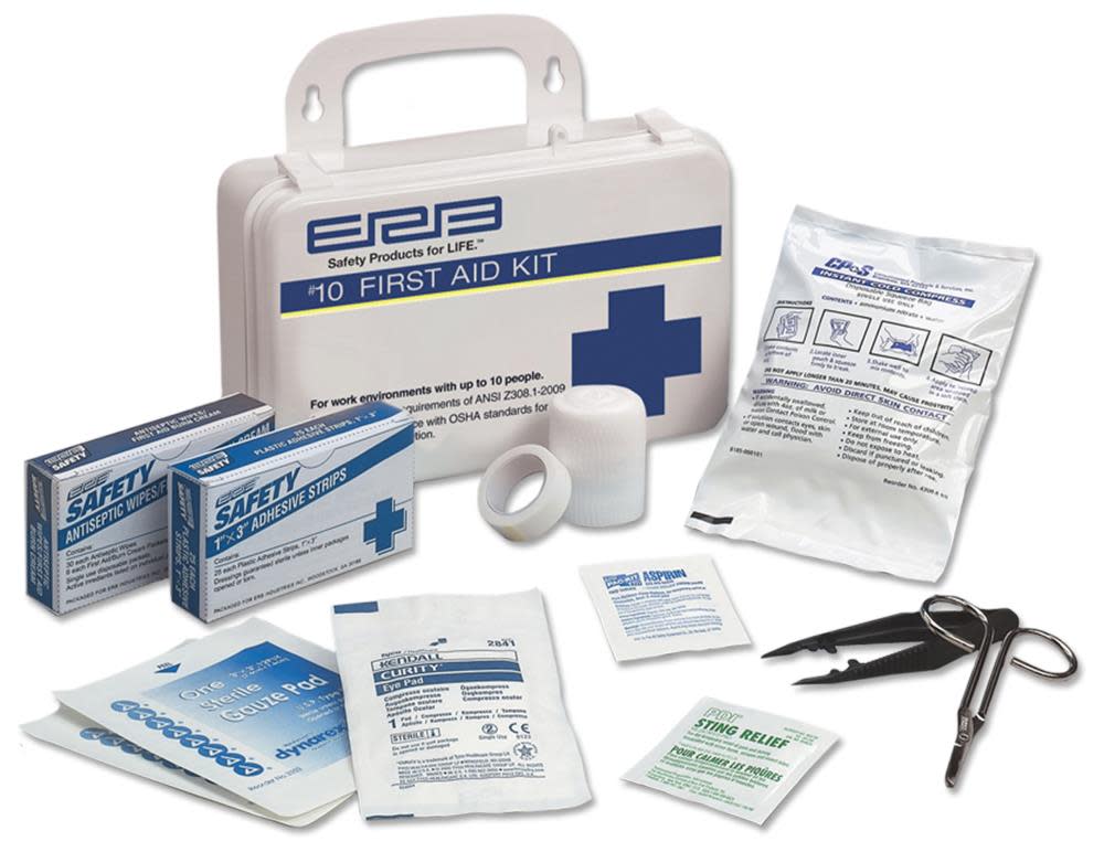 ERB 10 Person ANSI Premium First Aid Kit with Plastic Case - Ascmtools