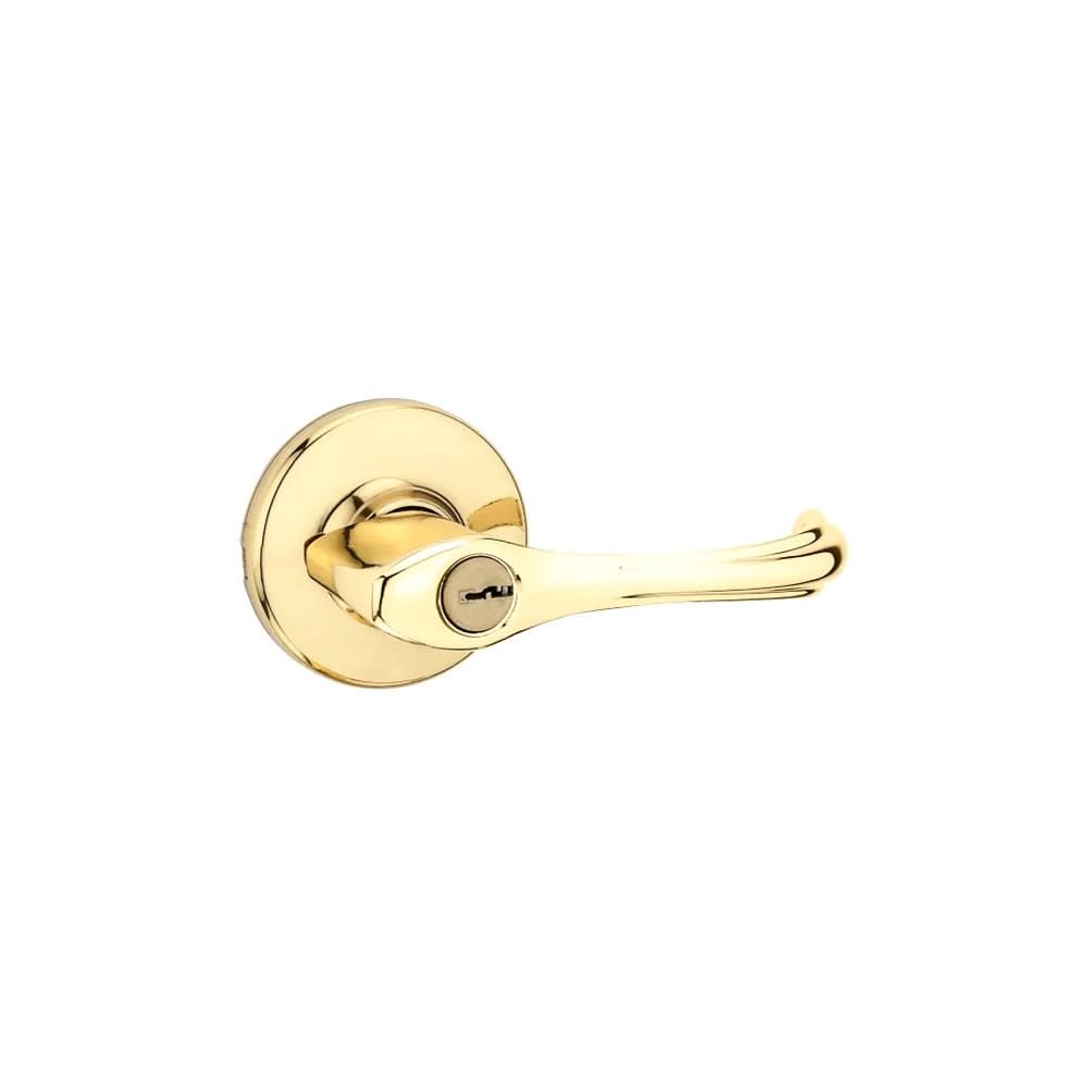 Kwikset Polished Brass Keyed Entry Dorian Lockset Door Lever - Ascmtools