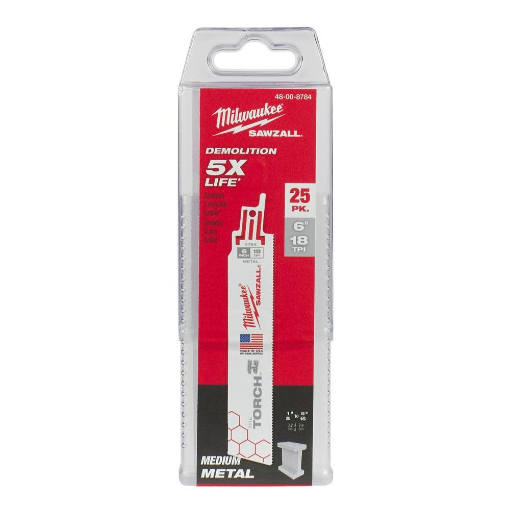 Milwaukee 6 in. 18 TPI THE TORCH SAWZALL Blade 25PK - Ascmtools