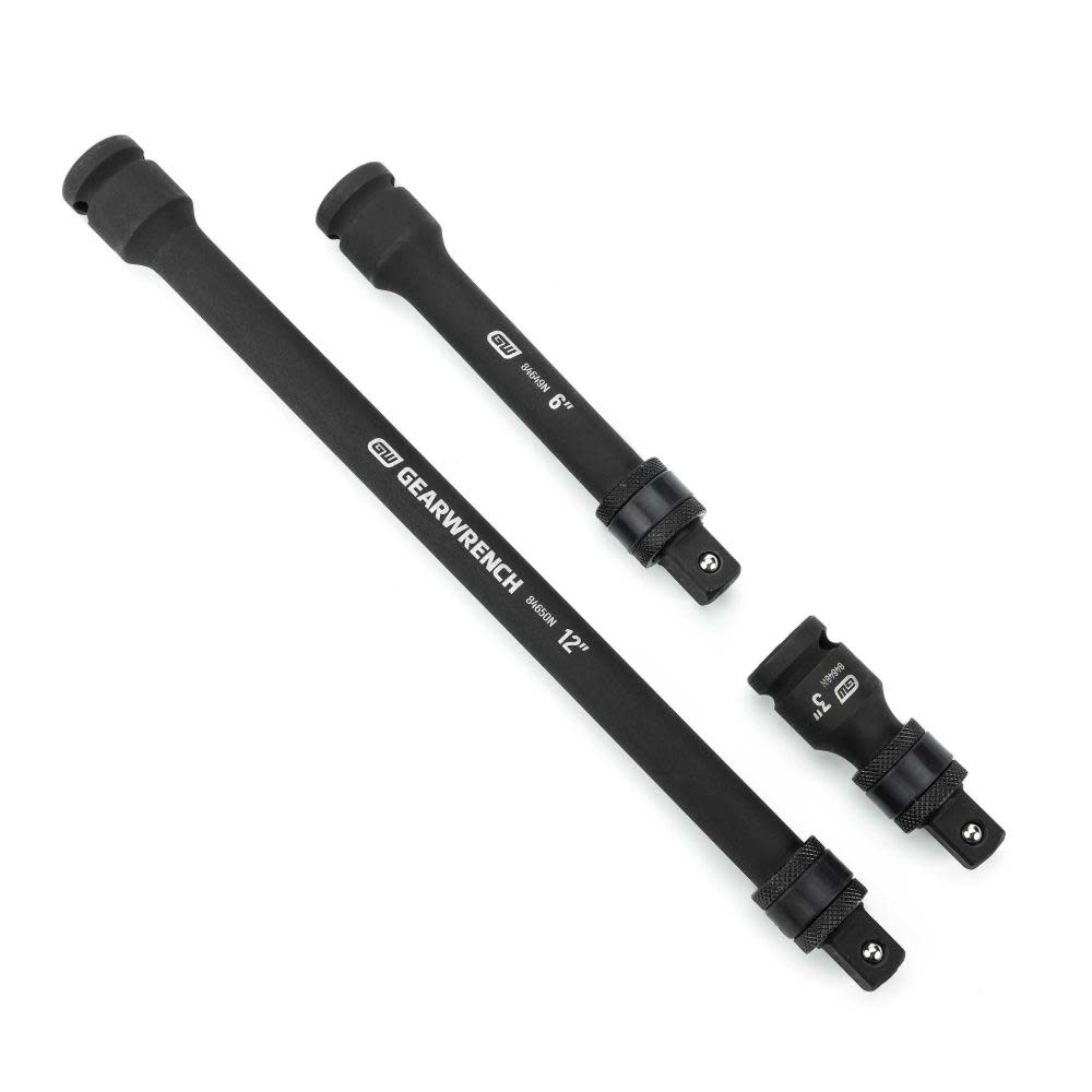 GEARWRENCH 3 Pc 1/2″ Drive Locking Impact Extension Set 3″ 6″ & 12″ - Ascmtools