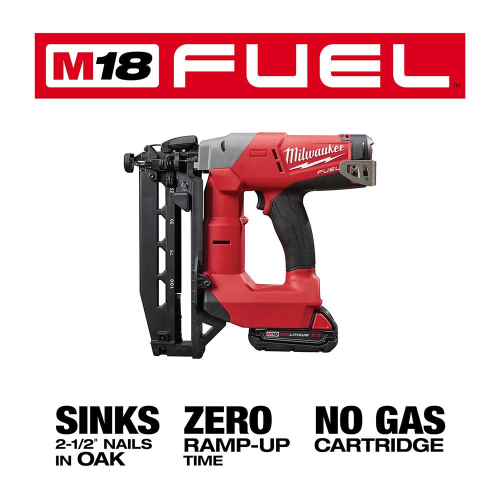 Milwaukee M18 FUEL 16 Gauge Straight Finish Nailer Kit - Ascmtools