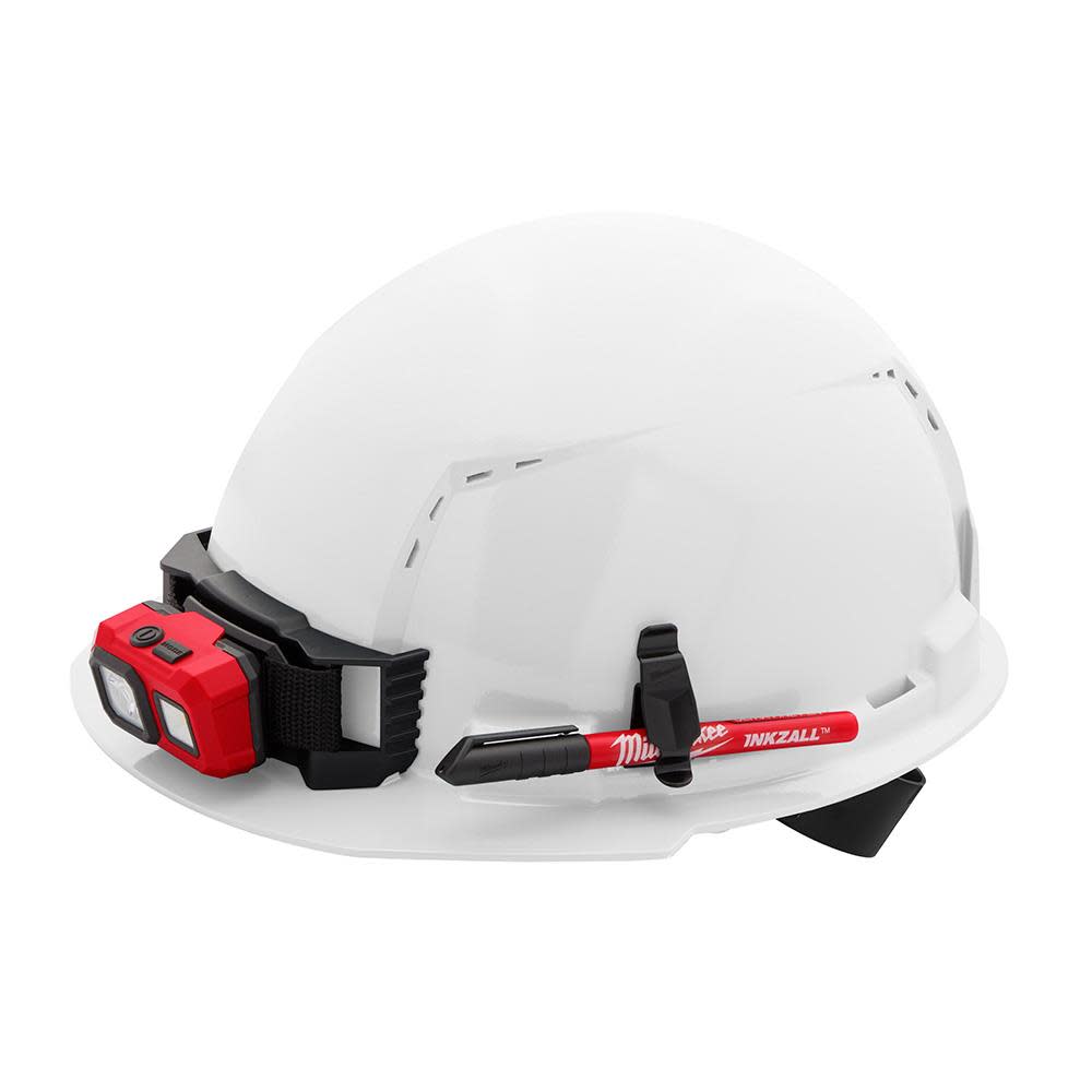 Milwaukee White Front Brim Vented Hard Hat with 4pt Ratcheting Suspension Type 1 Class C - Ascmtools