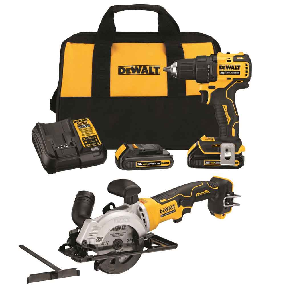 DEWALT 20V MAX Compact 1/2″ Drill/Driver & ATOMIC 20V MAX 4 1/2″ Circular Saw Kit - Ascmtools