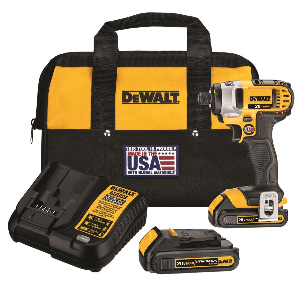 DEWALT DCF885C2 20V MAX* Lithium Ion 1/4″ Impact Driver Kit (1.5Ah) (DCF885C2) - Ascmtools