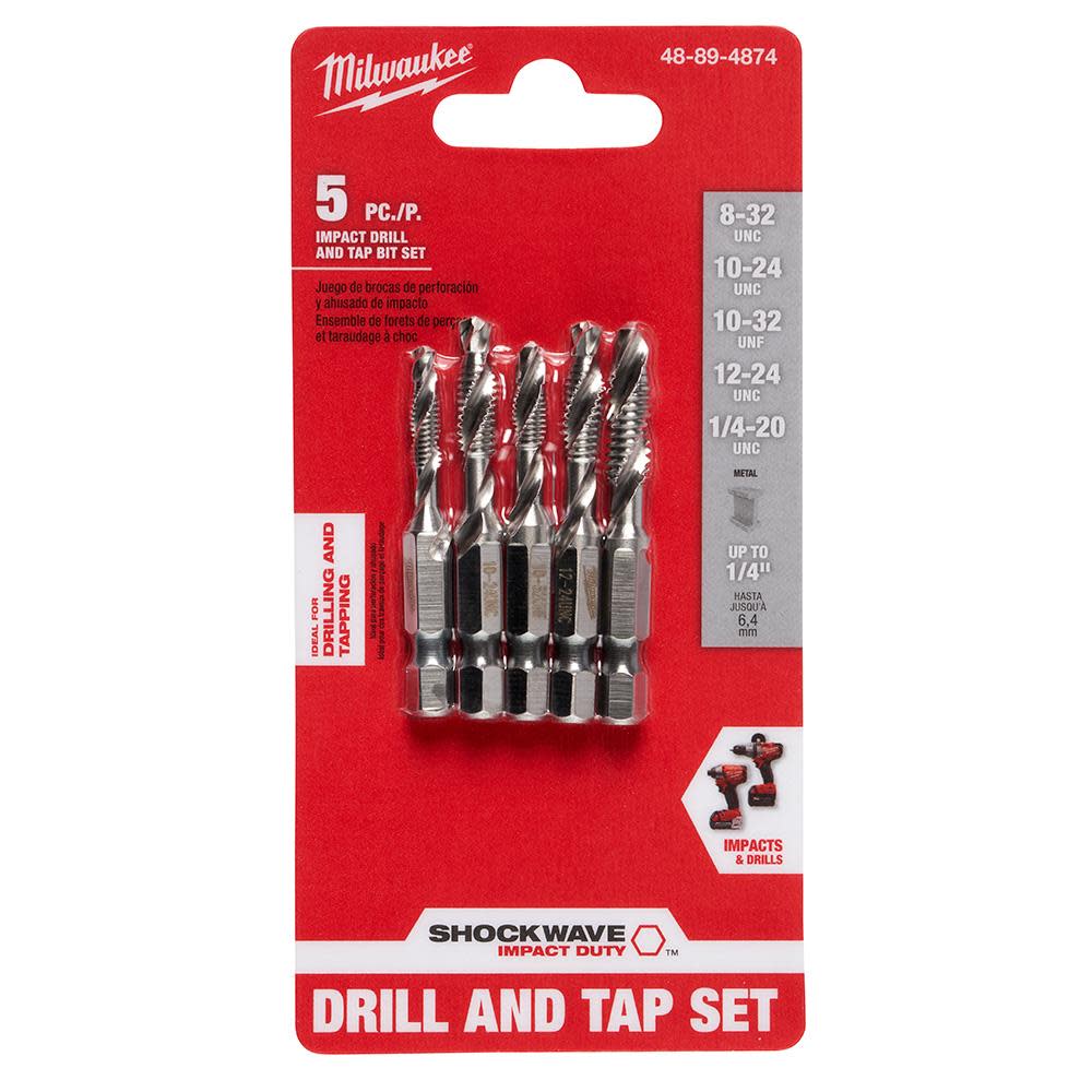Milwaukee SHOCKWAVE 5 Pc. SAE Impact Drill Tap Set - Ascmtools
